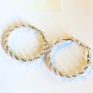 Pearl and Gold Hoop Earrings